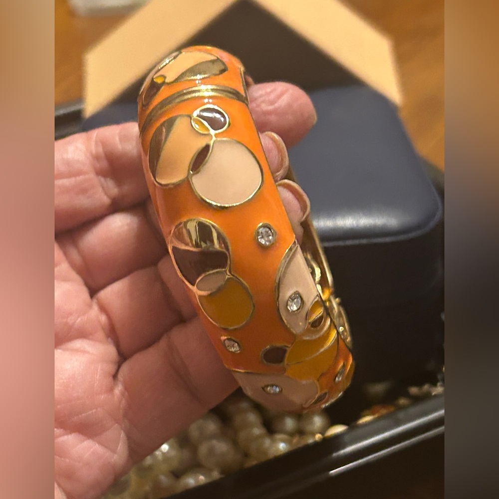 Orange Enamel Bubbles Clamper Bracelet by SEQUIN New